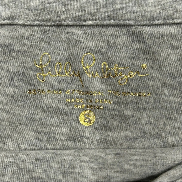 Lilly Pulitzer Womens Small Maci Twist Front Tee Heather Grey 3/4 Sleeves EUC - Picture 3 of 6